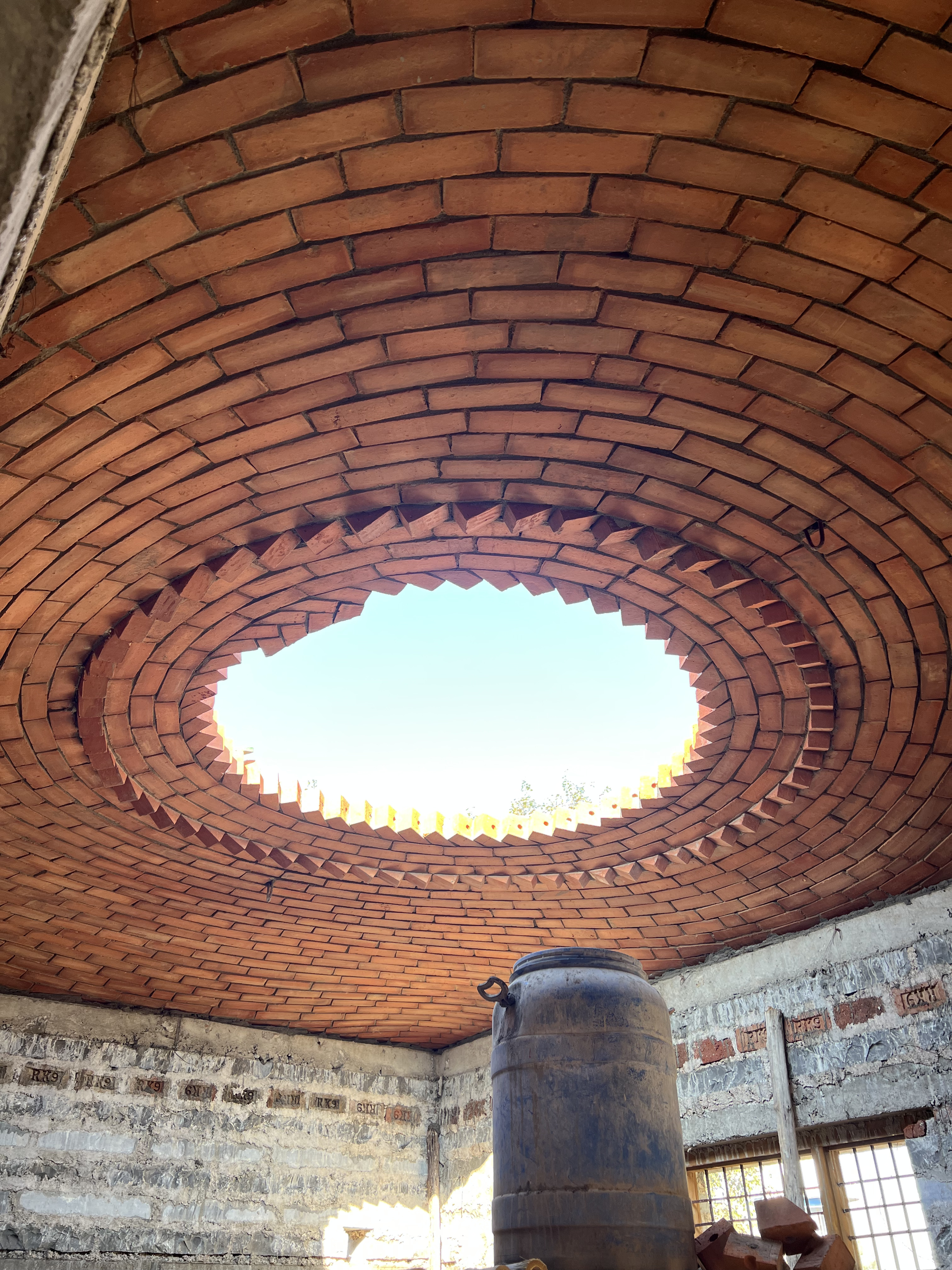 Circular dome with decorative brick corbelling and central oculus - Rohtak Domes 2025