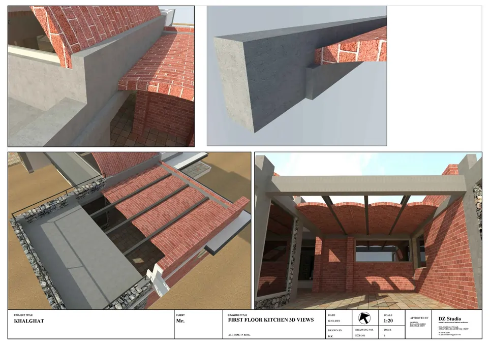 3D architectural renderings of brick roof designs by Rohtak Domes